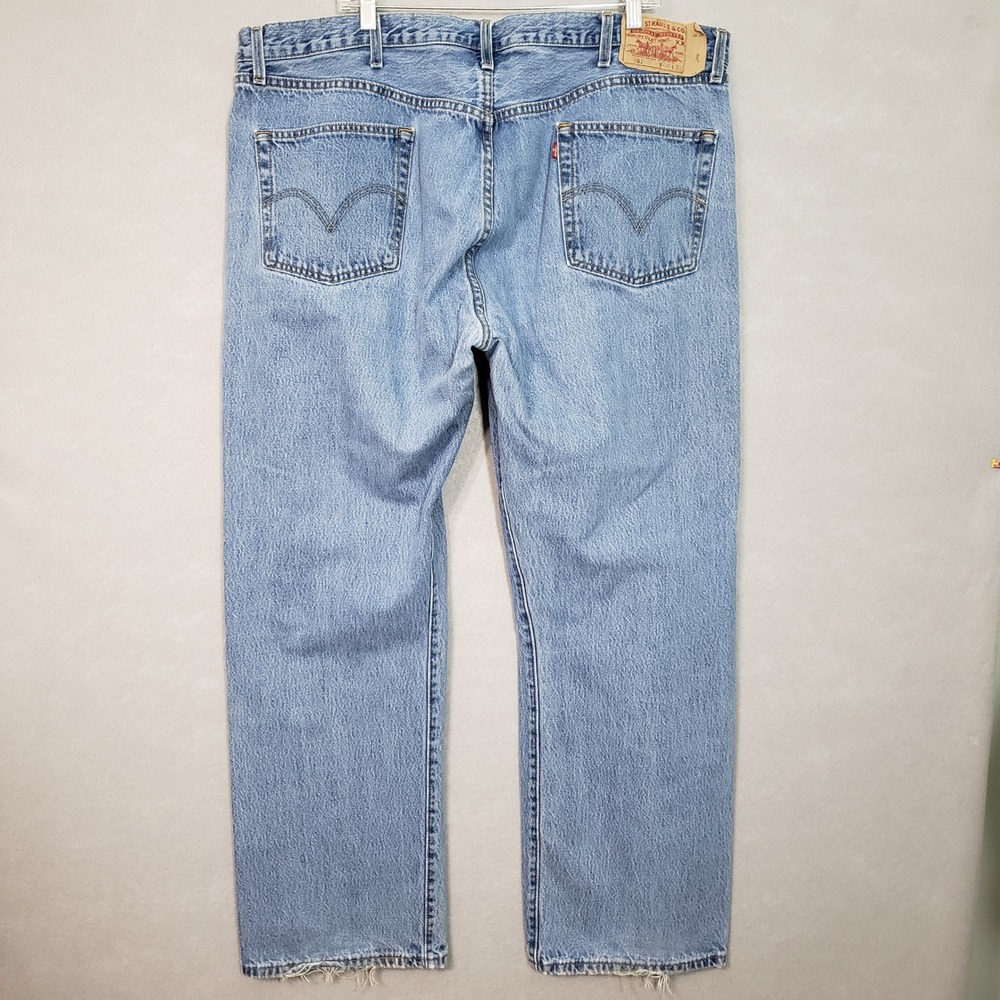 Vintage 2000s Levis 501 Jeans Mens W44 L32 Blue Denim Button Fly 100% Cotton